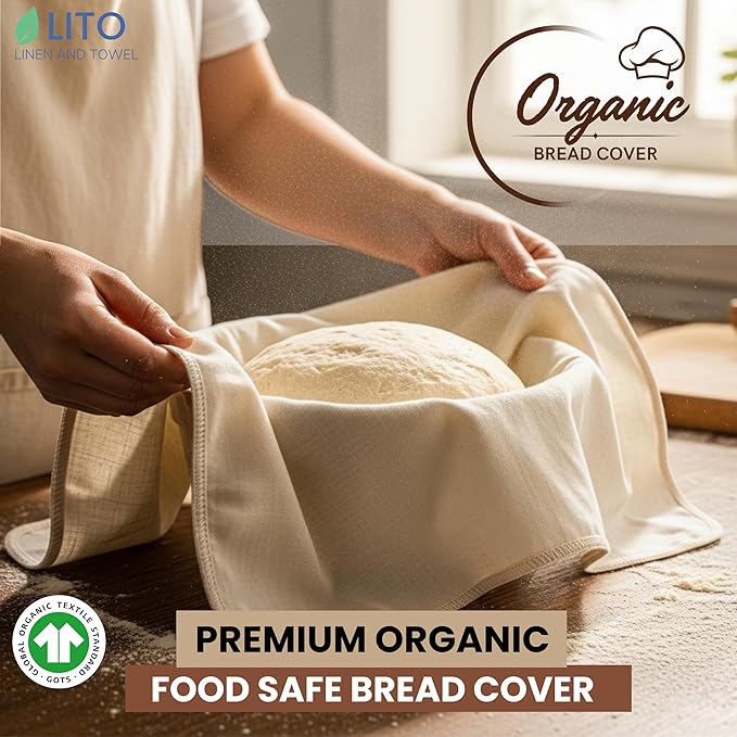 LITO LINEN AND TOWEL Flour Sack Towels for Bread Dough Proofing – Unbleached, Thick Cotton Baking Cloth for Baguettes, Ciabatta, Pastry – Reusable, 28"x28", 6-Pack