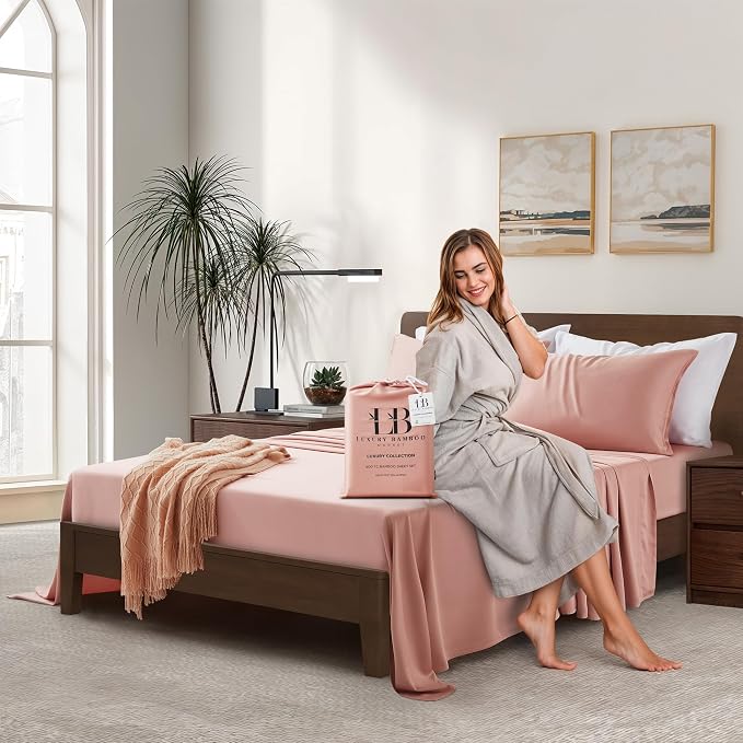 Luxury Bamboo Market | King Envelope Pillowcase Set | 100% Viscose Made from Bamboo | Organically Grown | Ultra Soft | Cooling | 2pcs [Rose Quartz]