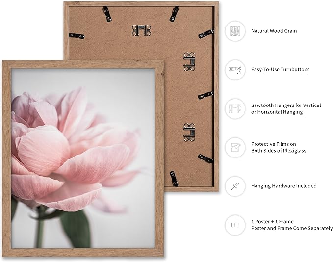 Monem Art Soft Pink Peony Macro Photography Print - Minimalist Floral Art Poster - Wall Decor for Living Room, Bedroom or Office - 8x10 Beige Framed Wall Art by Mareike Bohmer