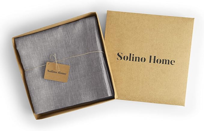 Solino Home Oyster Grey Linen Curtain 52 x 84 Inch, Light Filtering Rod Pocket Curtain 84 Inch, 100% Pure Linen European Flax Window Treatment Panel for Living Room, Bedroom - 1 Panel
