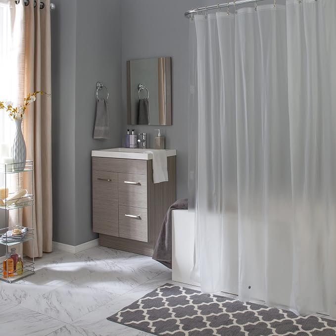 Bath Bliss 2 Pack PVC Heavy Weight Shower Curtain Liner | 4G | 70" x 72" |Rust Resistant Copper Grommets | Magnetic Hem | Frost