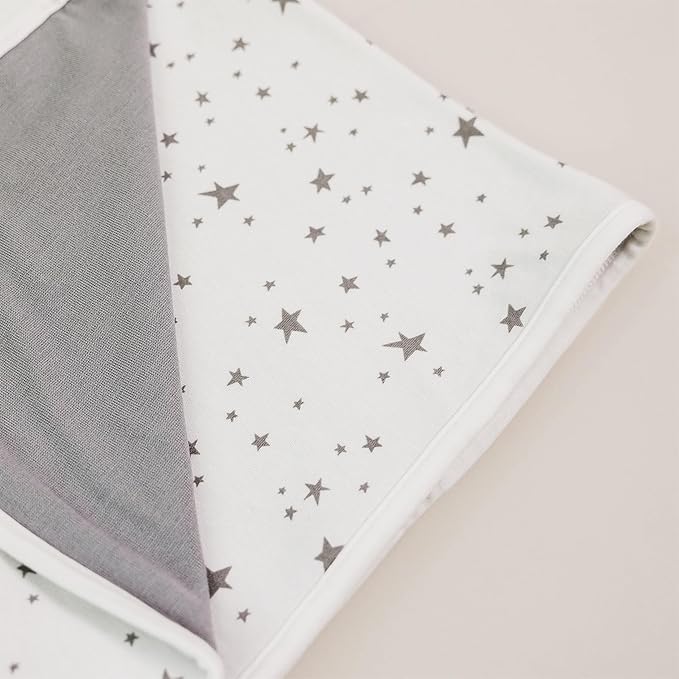 Woolino Toddler Blanket - Merino Wool and Organic Cotton Baby Blanket for Girls and Boys - 4 Season - 52.5” x 40” - Stars Gray