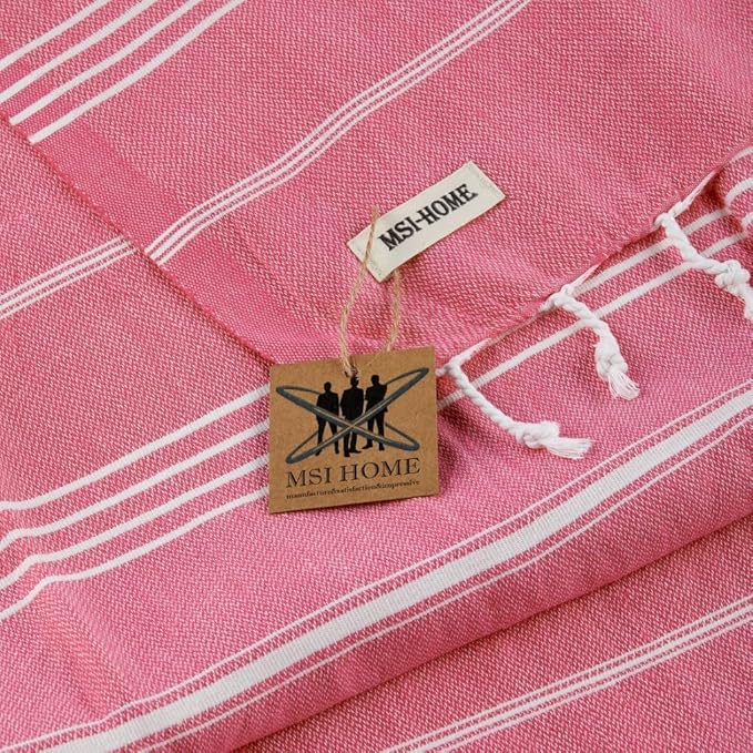 100% Organic Turkish Cotton Beach and Bath Towel, Peshtemal Towel Blanket, Quick Dry Sand Free, Oversized Light Compact, Diamond Weave, Prewashed, 71 x 39 Inches (Pink)