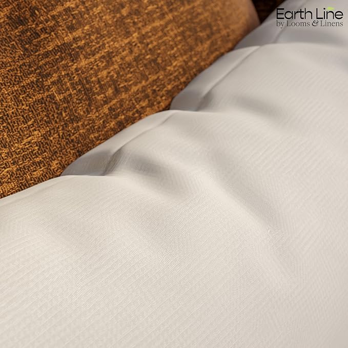 Looms & Linens Hypoallergenic Organic Cotton Pillow 16x20 inch Lumbar Pillow Insert with Twill Cotton Pillow Shell - 1 Pc Made in USA Boudoir Cushion