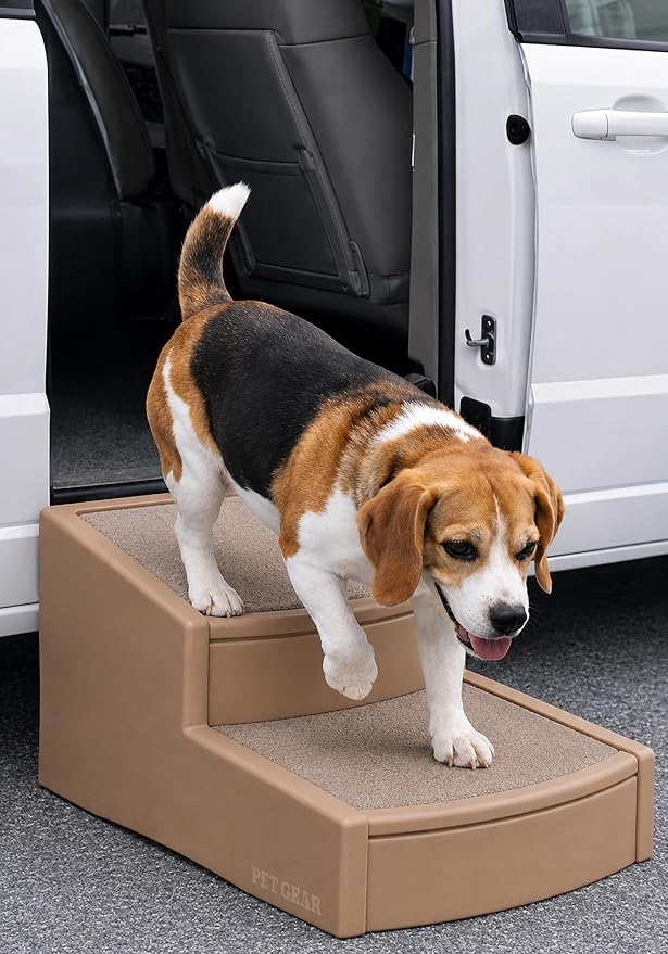 Pet Gear Easy Step II Extra Wide Pet Stairs, Toffee | 2 Step, For Cats/Dogs up to 200 pounds, Removable/Washable Carpet, Easy Assembly, No Tools Required