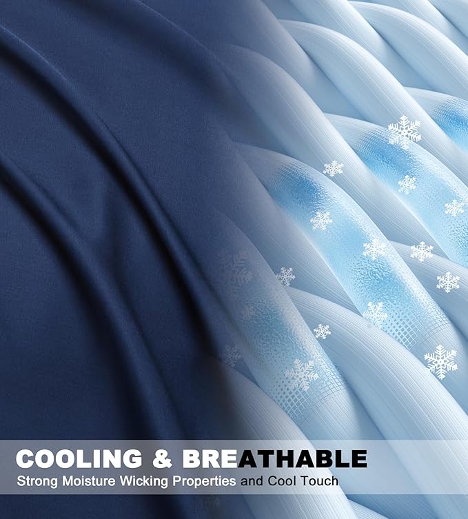 100% Rayon Derived from Bamboo Pillowcases Standard Size 2 Piece, Soft Smooth Breathable Pillow Cases, Navy 20x26 Inches