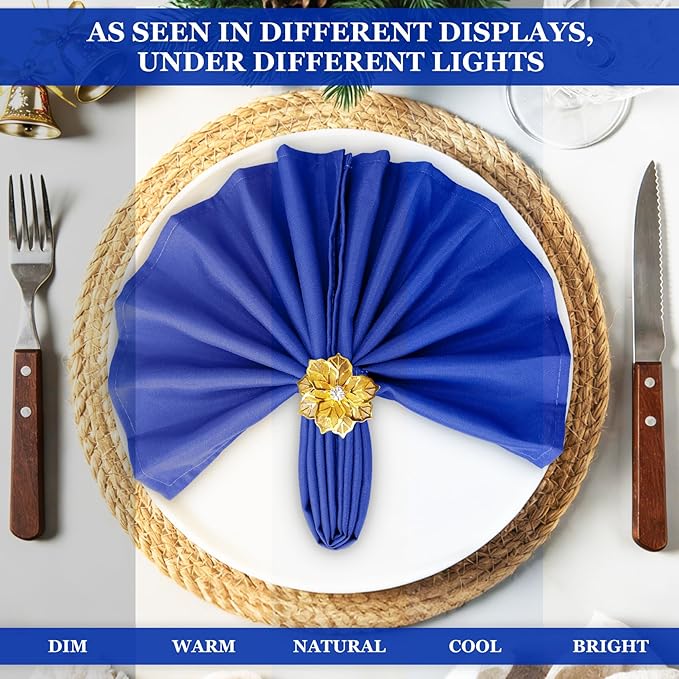 SuperO Set of 120 Cloth Napkins 17 x 17 Inch, Polyester Solid Washable Dinner Napkins with Hemmed Edges,Great for Restaurant, Wedding and Party(Royal Blue)