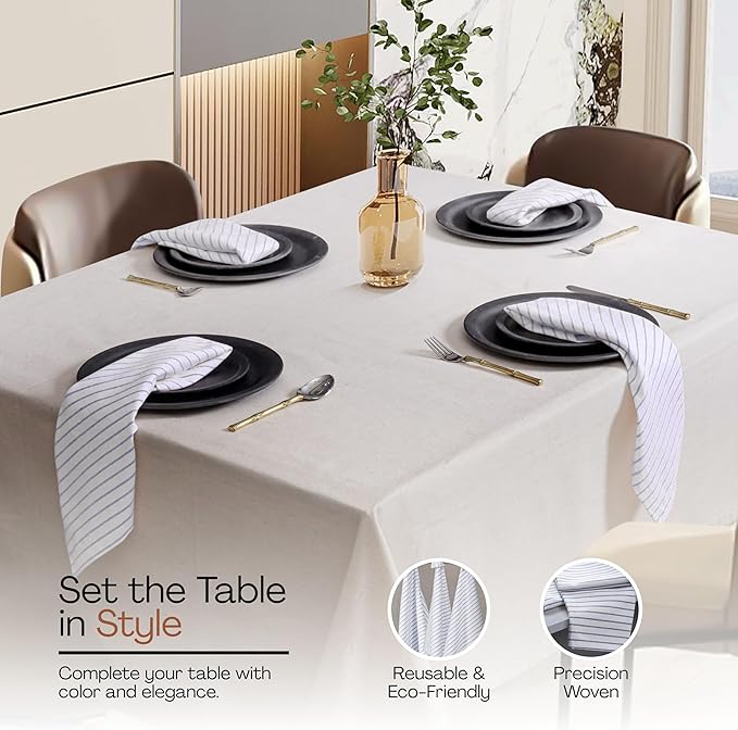 Indigo Blue Stripe Napkins Set of 12, 18x18 Inch, 100% Cotton, Classic Striped Table Linen Napkin for Formal Events, Holiday Dinners, Reusable and Washable Fabric for Everyday Dining