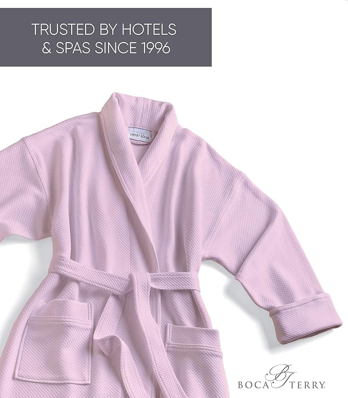 Boca Terry Women's Soft Waffle Knit Robe, Long Spa, Resort & Hotel Bathrobe, Luxury Bath Robe