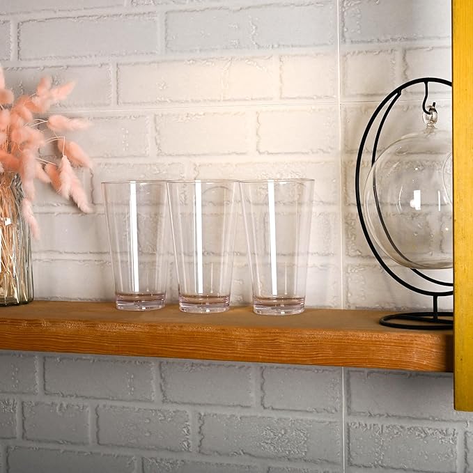 Clear Drinking Glasses - Unbreakable Acrylic Glasses Drinkware 18 oz set of 6 - BPA Free Dishwasher Safe Reusable Plastic Cups for Kitchen Party Outdoor (Look Like Glass)