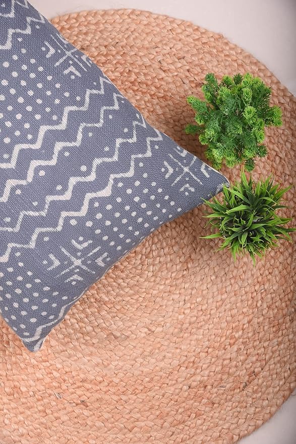 Trade Star Modern Rustic Oblong Lumbar Breathable Pillow Covers 100% Cotton Mudcloth Pillow Cover Back Rest Pillow Cases Boho Farmhouse Case Spring (Dark Grey ALMA 14X36 INCHES)
