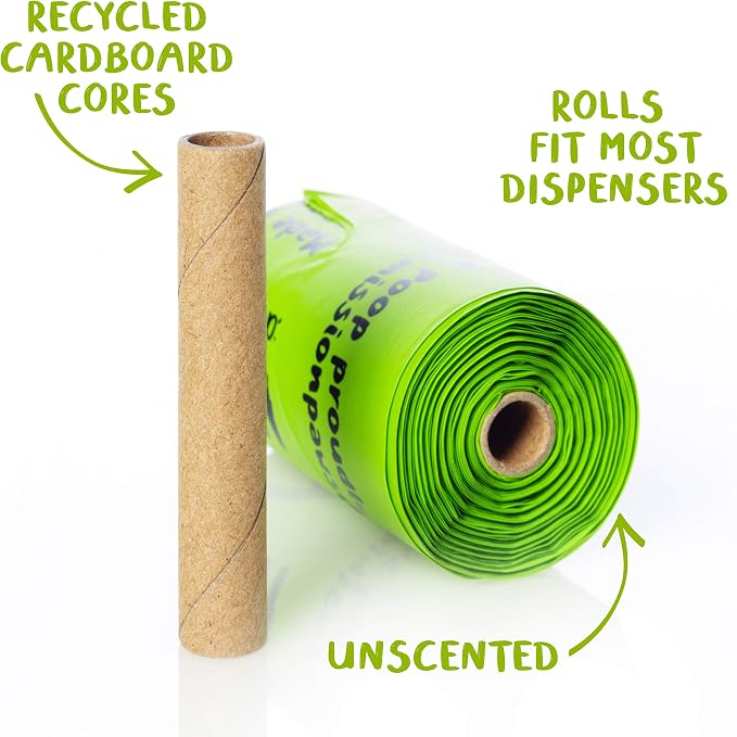 PLANET POOP Home Compostable Dog Poop Bags Extra-long with Handles 120 Un-Scented Pet Waste Bags Plastic Free, Thick Leakproof Plant-Based Doggy Bag, Cats & Dogs Pet Supplies
