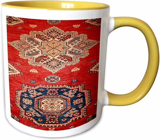 3dRose Natural Dyed Handmade Anatolian Carpet 11oz Two-Tone Yellow Mug