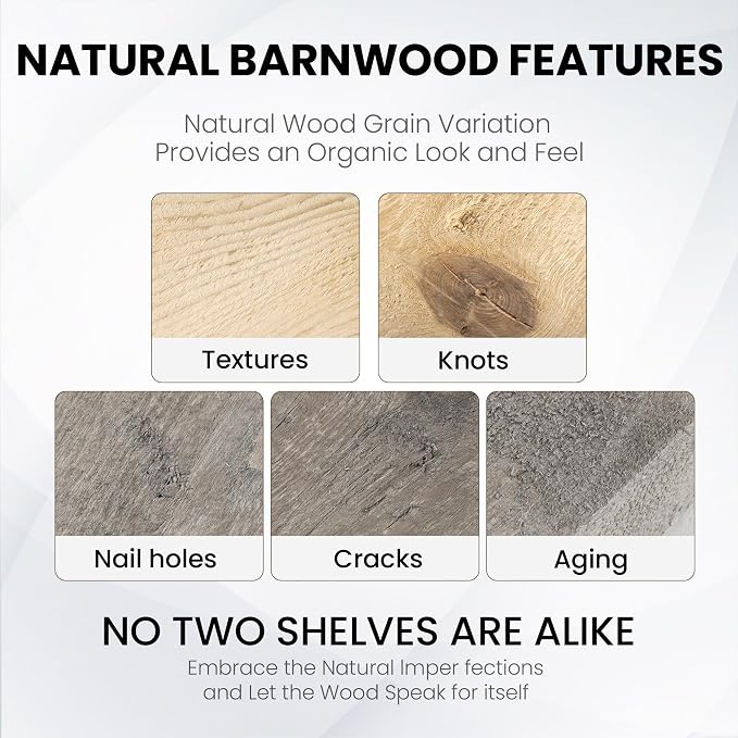 Fun Memories 55 Inch Reclaimed Wood Floating Shelves for Wall, 8 Inch Deep Extra Long Rustic Farmhouse Shelf with Invisible Brackets for TV Wall, Fireplace Mantel & Living Room, Natural