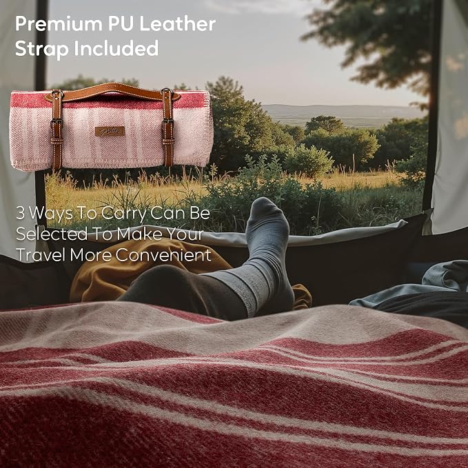 Molithe 100% Wool Blanket, 62" x 86", Warm, Thick, Washable, Military | Great for Camping, Outdoors, Sporting Events, Survival Kits SandalwoodRed