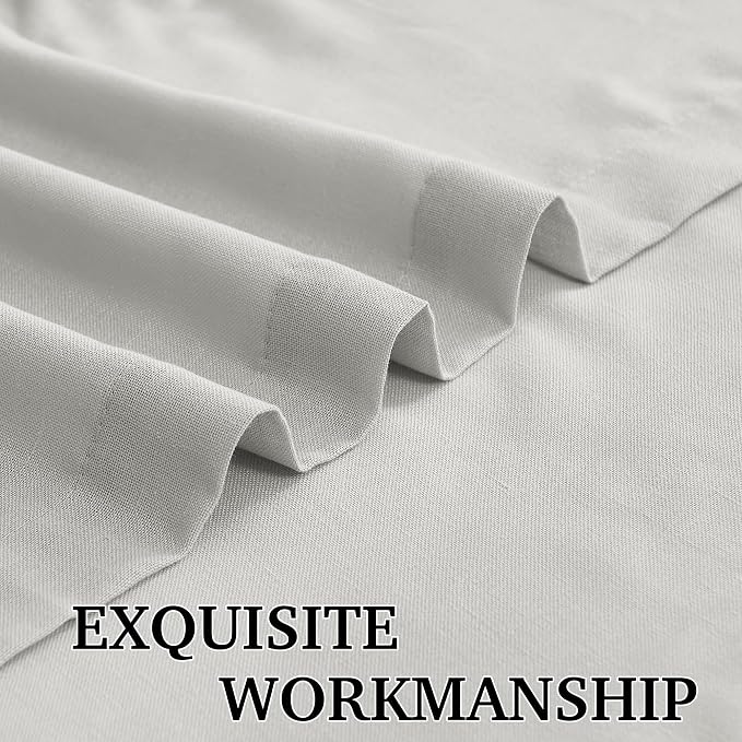 RYB HOME Farmhouse Curtains 90 inches Long, Linen Textured Semi Sheer Flowy Privacy Blind Shade for Dormitory Sliding Glass Door, W 52 x L 90 inches, 2 Panels Set