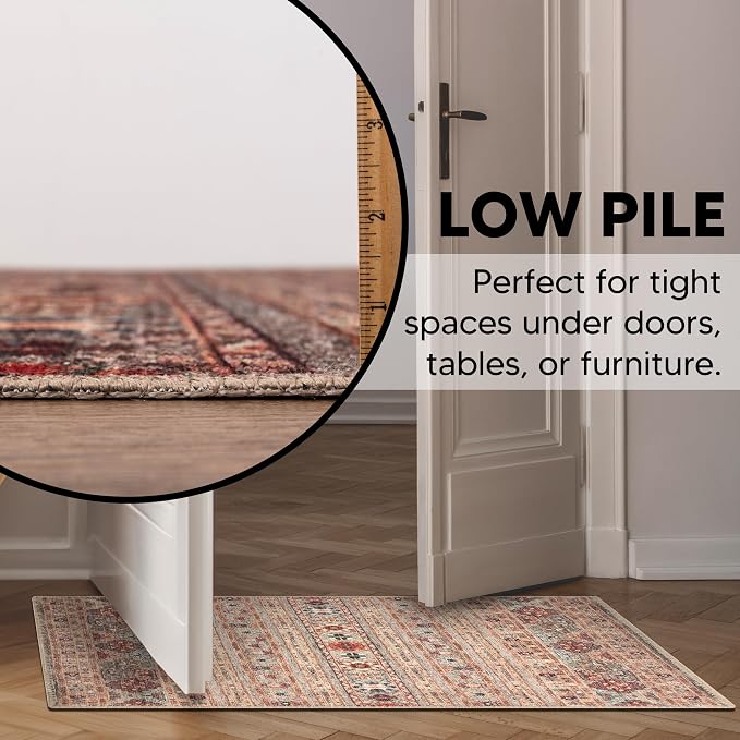 Keen Home Design 2x3 Rug - Machine Washable Entry Rug with Non-Slip Backing, Ideal for Enteryway, Kitchen, Bathroom, Laundry Room - Vintage, Easy Clean, Durable, Low Pile Rug - (2' x 3')