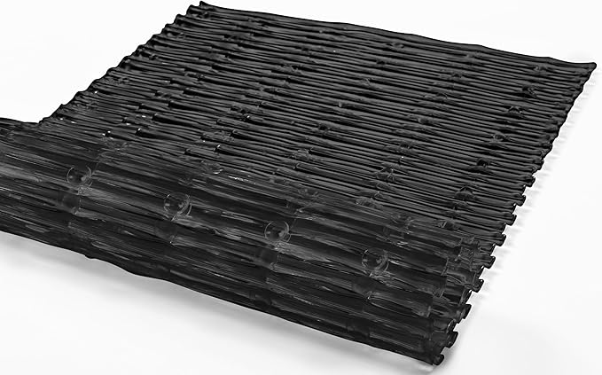 "Bamboo Non-Slip Bath Tub Mat - Non-Toxic - Safe, Clean, Machine-Washable, Superior Grip & Drainage - Non-Slip Bath Mat - Vinyl - for Smooth/Non-Textured Tubs Only - Opaque Black