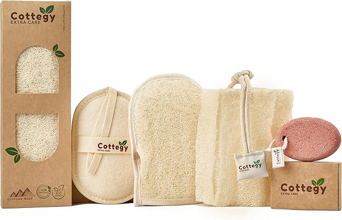 Egyptian Loofah Exfoliating Scrubber - Natural Loofah Exfoliating Body Scrubber - Eco-Friendly Bath & Shower Sponge for Face & Body, 100% Natural, Men & Women - Double face (1, Large)