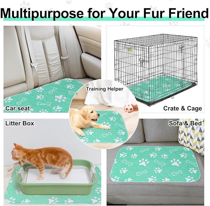 BEAUTYZOO 2 Pack Washable Pee Pads for Dogs, Reusable Puppy Pads for Potty Training, Waterproof Super Absorbent Whelping Pads Mats Non Slip Against Urine for Small Medium Dogs Cats, 36" x 41"