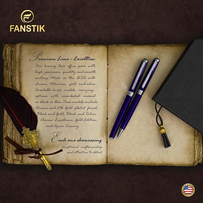FANSTIK Customized Luxury Fountain pen, fancy gift set for women, Professional executive pen gift set for men and Woman (B Lux Fountain Set)