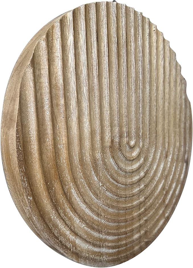 Musanpou Hand-carved Round Art Decor for Home and Living Room Wall Simple Wooden Farmhouse Wall Decor (Natural)