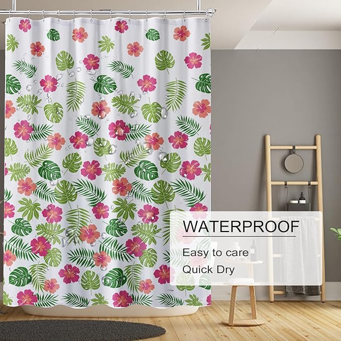 TIKABC Shower Curtain Liner, 4G PEVA Shower Liner, Plastic Waterproof Shower Curtains, 72x72 inch with Grommet Holes 3 Magnetic Weights