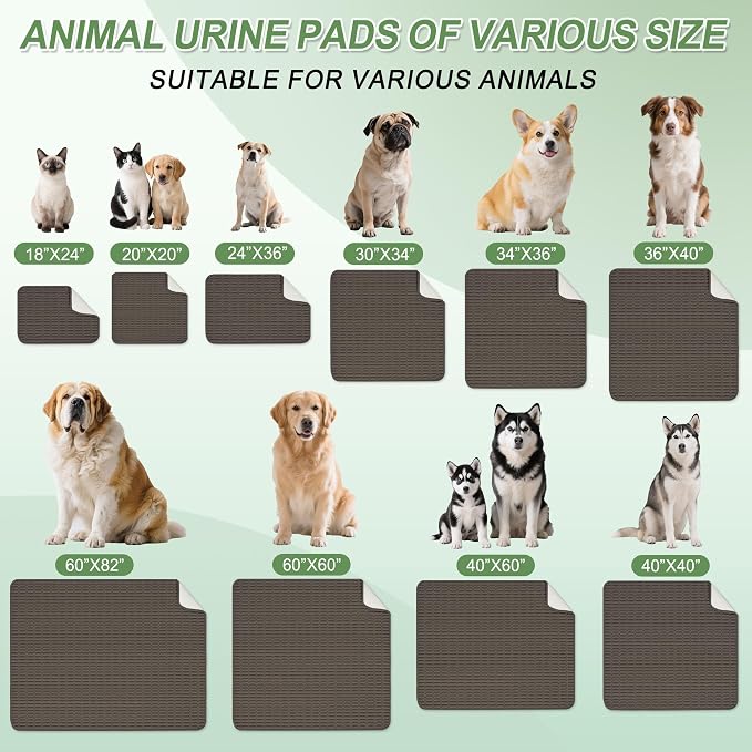Washable Pee Pads for Dogs, 2 Pack Reusable Puppy Pads Dog Pads, Non-Slip Dog Pee Pads, Leakproof Pet Pee Pads Wee Wee Pads for Dogs. (Coffee, 30"x34"(Pack of 2))