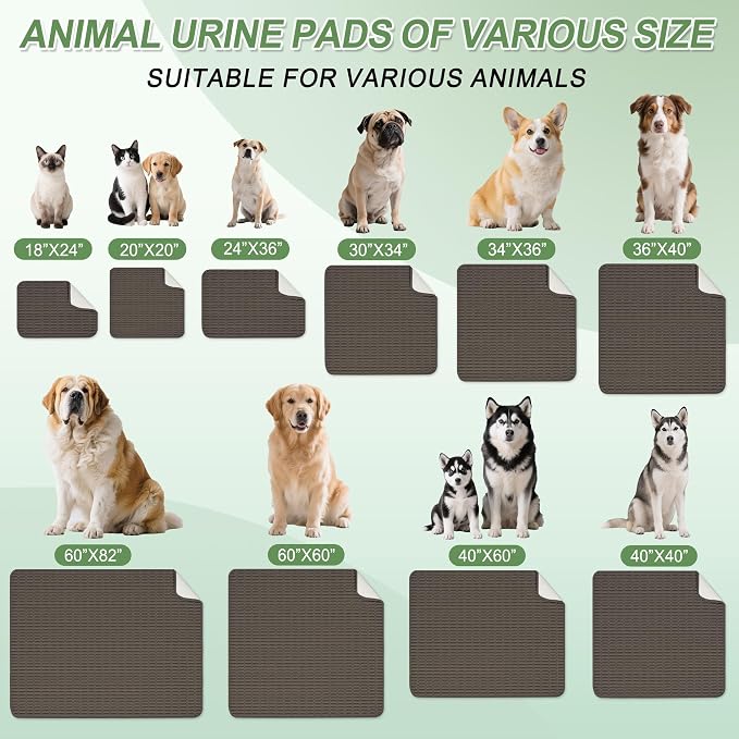 Washable Pee Pads for Dogs, 2 Pack Reusable Puppy Pads Dog Pads, Non-Slip Dog Pee Pads, Leakproof Pet Pee Pads Wee Wee Pads for Dogs. (Coffee, 40"x40"(Pack of 2))