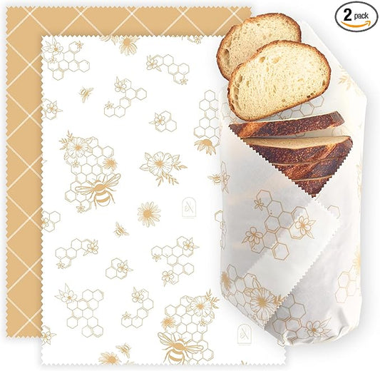 Nectar & Nest Beeswax Wraps for Food - Bread Wraps - Reusable Bread Storage Bags - Organic & Eco-Friendly Alternative to Aluminum Foil, Sourdough Bags & Plastic Wrap, Honeycomb Twill