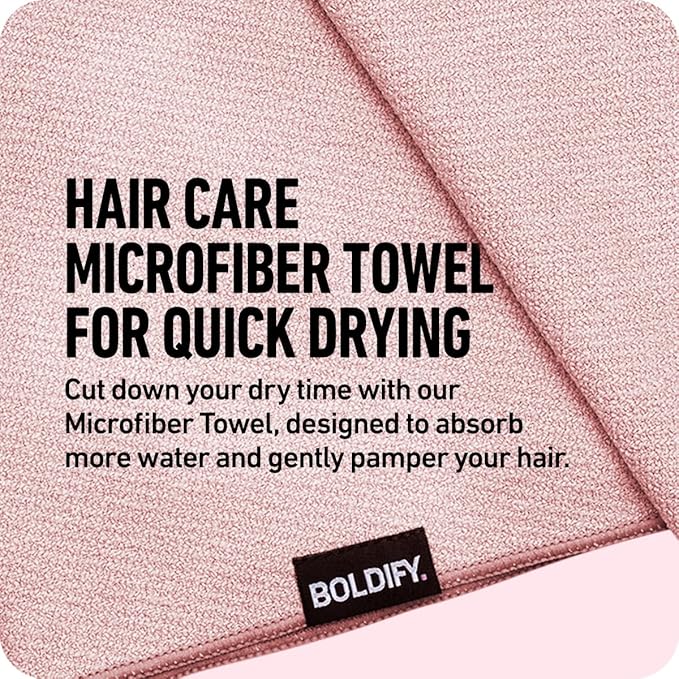 Boldify Quick Dry Microfiber Towel Wrap for Women - for Thin and Curly Hair - Anti Frizz Plopping Towel, Fast Drying Turban - Pink