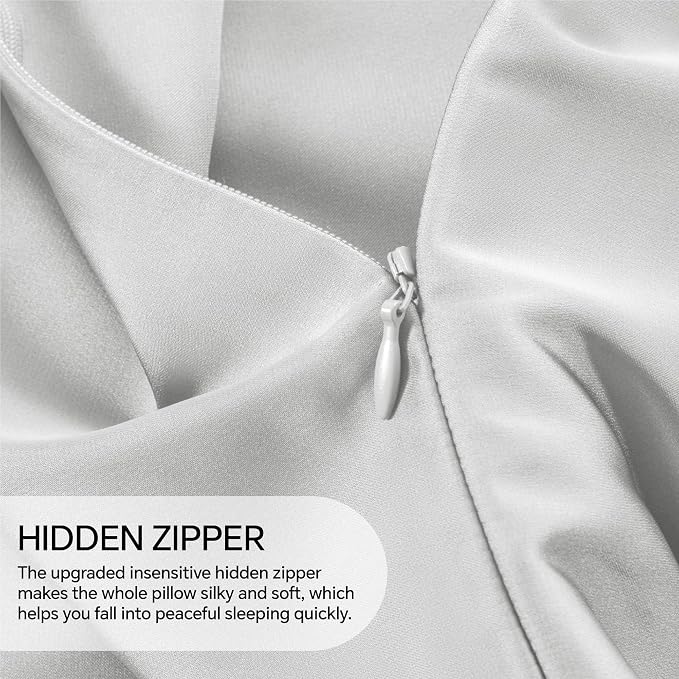 INFIIXSO Body Pillow Cover with Zipper, Luxury Mulberry Silk Body Pillow Case 20x54 Inches, Ultra Smooth and Soft Cooling Long Pillowcase, Gift for Women, Men(Light Grey)