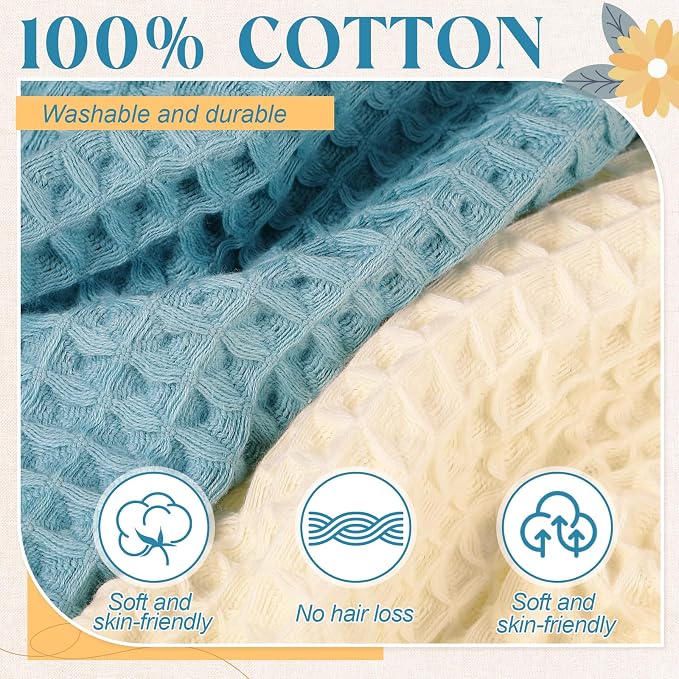 SmoothNovelty 4 Pack 100% Cotton Waffle Bath Towels 28 x 55 Inch Oversize Waffle Towel Quick Dry Absorbent Soft Lightweight Blanket for Bathroom Shower Spa Yoga Beach Pool Travel, Blue, Pink, White