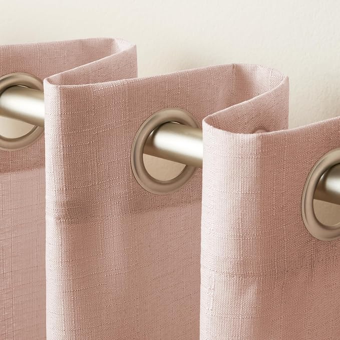 Exclusive Home Loha Linen Grommet Top Curtain Panel Pair, 54"x96", Blush