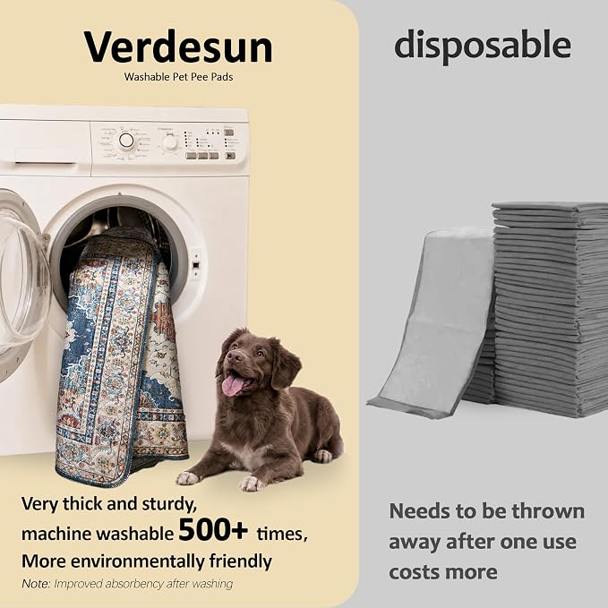 Washable Pee Pads for Dogs, Reusable Puppy Potty Training Pads, Ultra-Absorbent Thick Waterproof Leak-Proof Non-Slip Pads & Mat for Crate, Playpen, Floor, Whelping & Housebreaking , 2 Pack 54"x54"