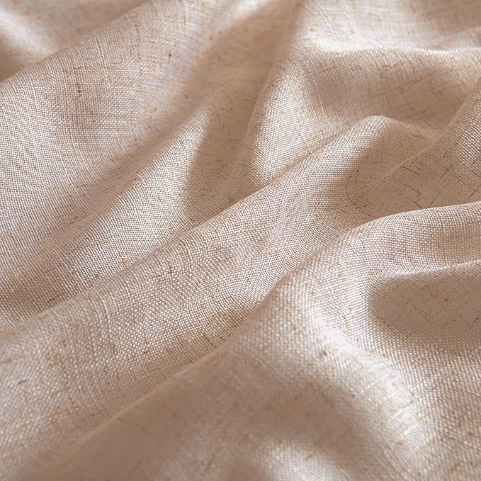 MIULEE Natural Beige Linen Curtains 72 Inch Length 2 Panels for Bedroom Living Room, Soft Linen Textured Window Drapes Semi Sheer Light Filtering Back Tab Rod Pocket Farmhouse Burlap Look Decor