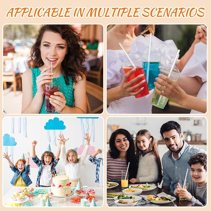 Honeydak 120 Pcs Clear Straws Reusable 9" Plastic Hard Straws Clear Drinking Tube for Smoothies Beverage Cocktail Home Restaurant Party Supply