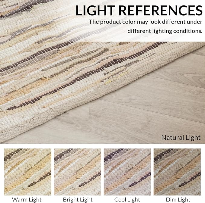 HOMEMONDE Beige Chindi Rug 20"x32" Recycled Soft Cotton Rag Rug Hand Crafted Reversible Boho Decor for Entyrway, Doormat, Kitchen, Bedroom, Living Room