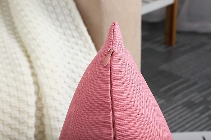 TangDepot 100% Cotton Solid Throw Pillow Cover 20x20 Pink | 100% cotton, same-color zip, machine wash & air dry. For living room, bedroom, office, car. 42 colors, 290 sizes. Cover only.