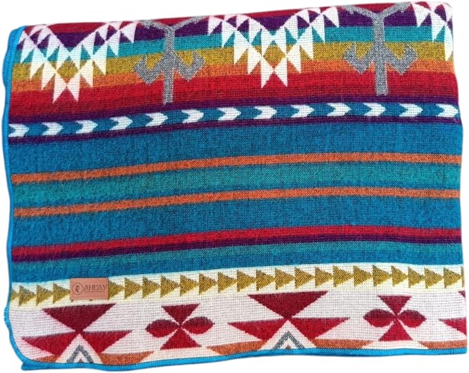 Alpaca Wool Blanket, Queen Size 94 x 78 – Warm, Thick, Ultra Soft, Reversible 2-in-1, Hypoallergenic, Non-Itchy, Washable – Great for Couch, Camping, Travel, Picnics & Cozy Home Comfort(Turquoise)