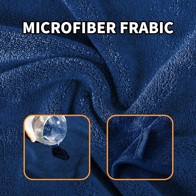 Dog Towel Dog Bathrobe, Microfiber Super Absorbent Pet Bathrobe for Dogs and Cats, Quick Drying Robe After Bath, Adjustable Collar & Belly Strap, Blue, M