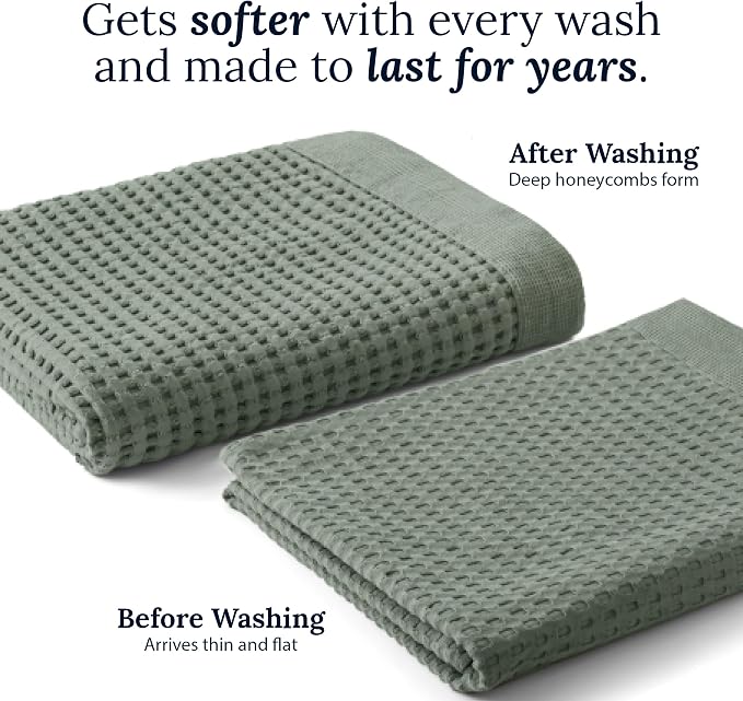 GILDEN TREE Waffle Bath Sheet Quick Dry Towel, Thin Luxury Bath Towels, Bath Sheets 40x80 Large Bath Towels, Modern Style (Slate)