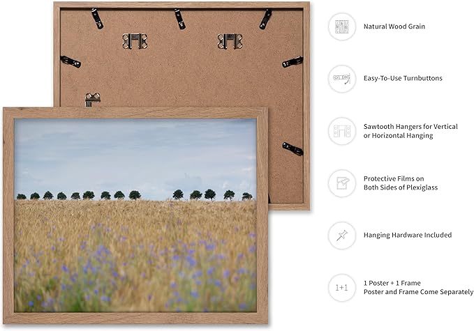 Monem Art Golden Meadow Horizon Landscape Print - Minimalist Nature Photography Poster - Wall Decor for Living Room, Bedroom or Office - 8x10 Beige Framed Wall Art by Mareike Bohmer