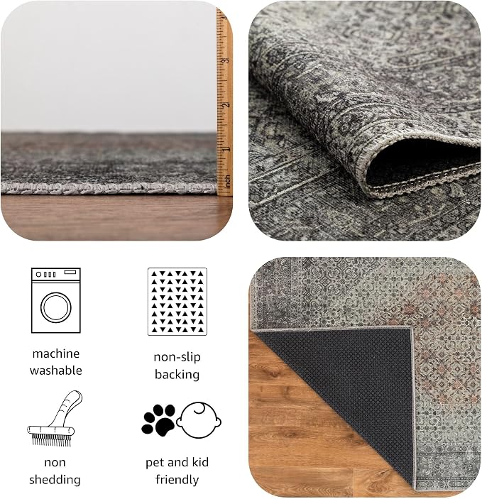 Keen Home Design 24"x36" Rug - Machine Washable Entry Rug with Non-Slip Backing, Ideal for Enteryway, Kitchen, Bathroom, Laundry Room - Vintage, Easy Clean, Durable, Low Pile - (2' x 3')