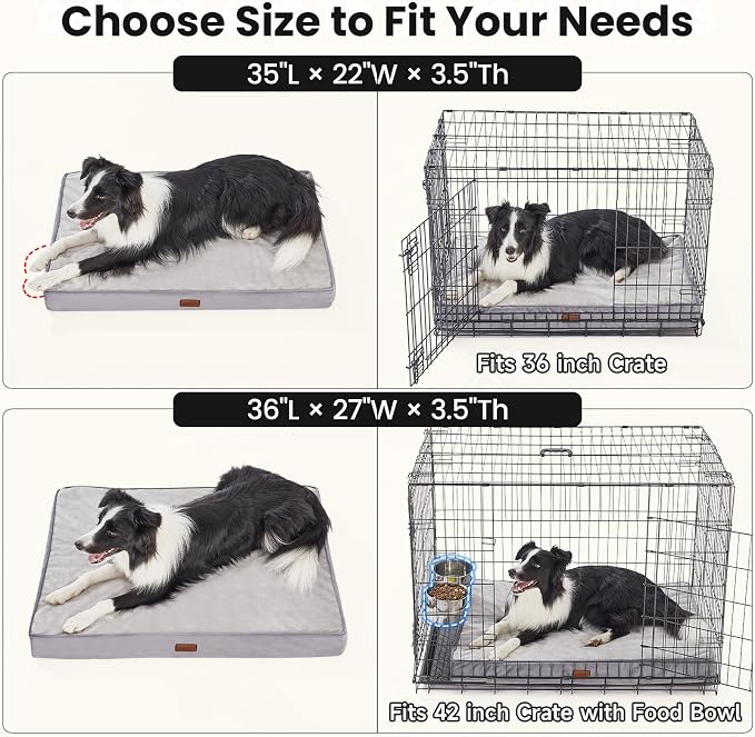 OhGeni Orthopedic Waterproof Dog Bed for Medium Large Dogs, Machine-Washable Removable Cover in Easy-Clean Fabric, Reversible Memory Foam & Easy-Carry Handle, Wider and Larger, 36 inch (Gray)