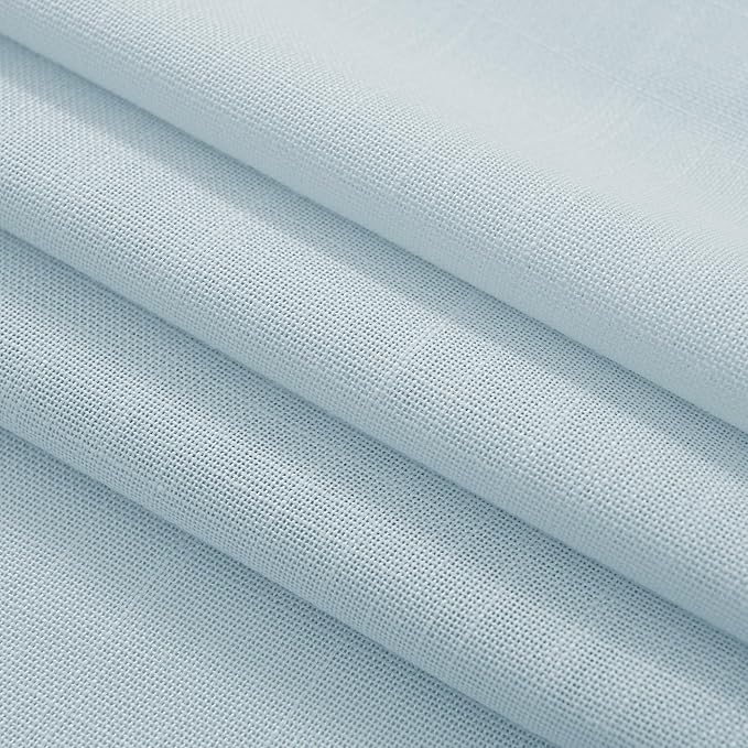 Sky Blue Curtains for Living Room Back Tab Modern Farmhouse Semi Sheer Blue Curtains 45 inches Long 2 Panels Set Muted Neutral Window Curtain for Dining Room Bedroom 52x45