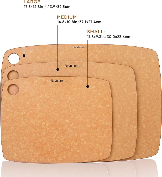 Wood Fiber Cutting Board for Kitchen - High Density, Non-Porous, BPA-Free, Reversible Chopping Board, Dishwasher Safe, Knife-Friendly Cutting Board for Meat, Bread, Fruit, 14.6" x 10.8", Wooden
