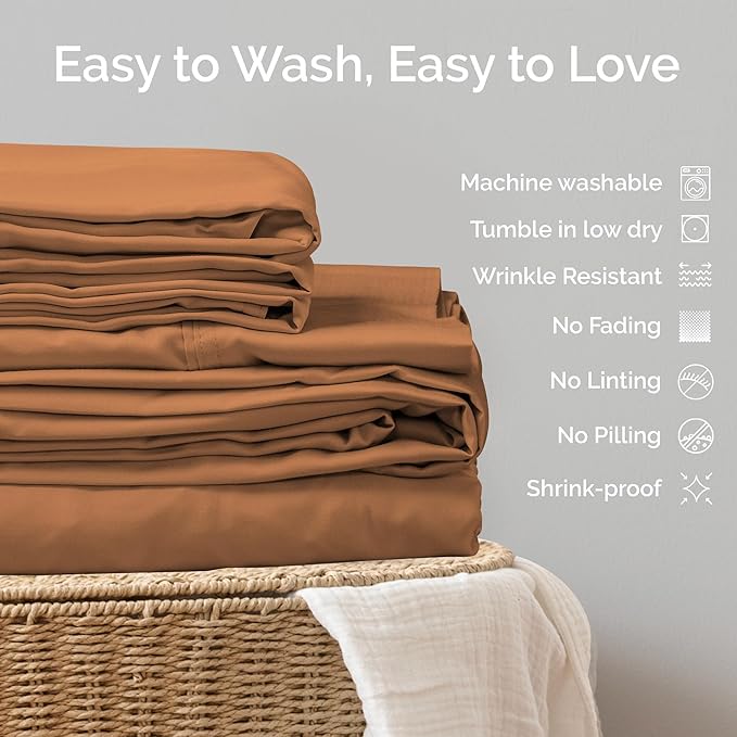Pillow Cases Queen Size Set of 2 Pillowcases 100% Viscose from Bamboo Cooling Pillowcases, Soft & Breathable Pillow Case with Envelope Closure, Tan Pillow Cases (Almond)