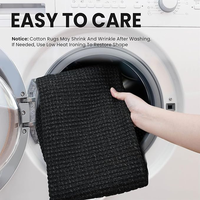 EARTHALL Runner Rug 3x14 Ft Washable Runners for Hallways Extra Long Woven Non Slip Entryway Runner Braided Kitchen Runner Indoor Outdoor Carpet Runners for Stair, Hall, Foyers, Black/Grey