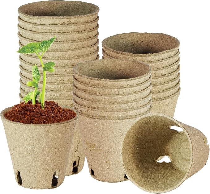 26 Pcs Peat Pots, Biodegradable Pots for Seedlings with Drain Holes, Garden Plant Nursery Pots for Plants, Vegetables,Fruits and Herb (26)